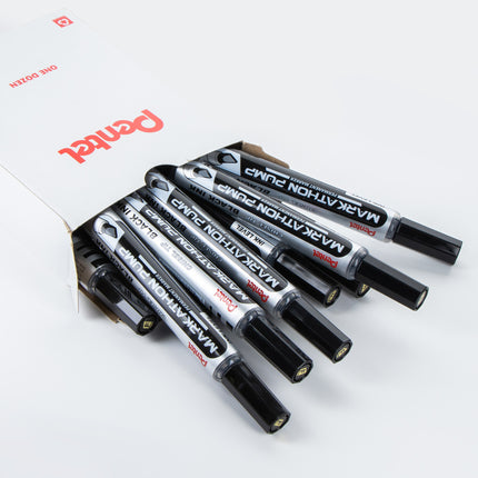 Markathon Pump Permanent Marker, Chisel Tip, Black Ink, 1 Dozen