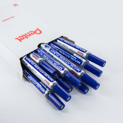 Markathon Pump Permanent Marker, Chisel Tip, Blue Ink, 1 Dozen