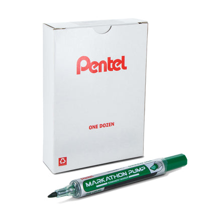 Markathon Pump Permanent Marker, Chisel Tip, Green Ink, 1 Dozen