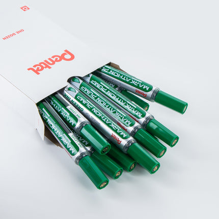 Markathon Pump Permanent Marker, Chisel Tip, Green Ink, 1 Dozen