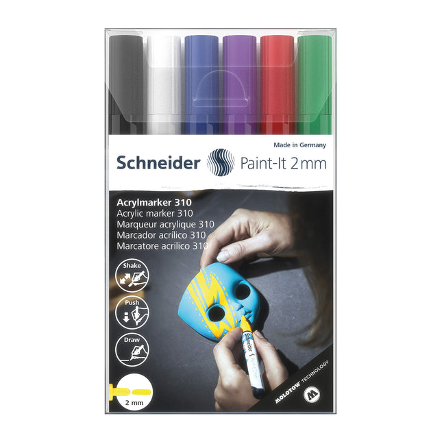 Paint-It 310 Acrylic Markers, 6 Assorted Ink Colors