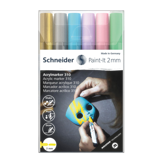 Paint-It 310 Acrylic Markers, 6 Assorted Pastel Ink Colors