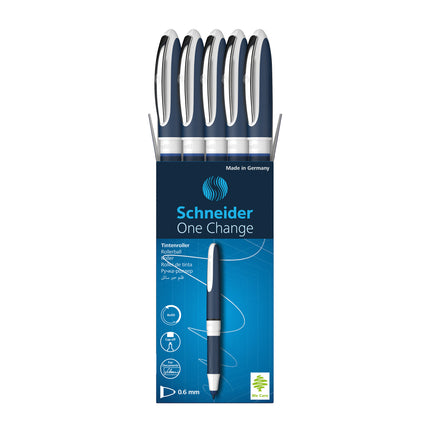 One Change Rollerball Pen, Refillable, 0.6 mm, Blue Ink, Single Pen