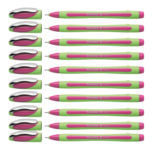 Xpress Fineliner Pen, Fiber Tip, Pink, Pack of 10