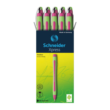 Xpress Fineliner Pen, Fiber Tip, Pink, Pack of 10