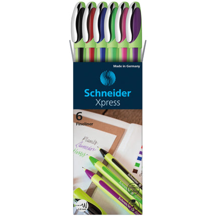 Xpress Fineliner Pens, 6-Color Assortment (Black, Red, Blue, Green, Violet, Pink)