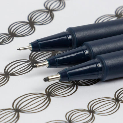 Pictus Fineliners, Wallet, 3 Pieces, Black Ink, Assorted Sizes