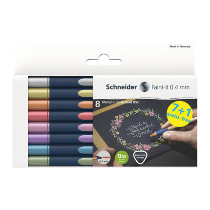 Paint-It 050, Metallic RollerballS, 0.4 mm, Wallet, 8 Assorted Ink Colors