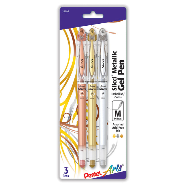Slicci 0.8mm Ndl Tip Md Gel Pen 3pk