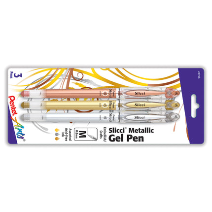Slicci 0.8mm Ndl Tip Md Gel Pen 3pk