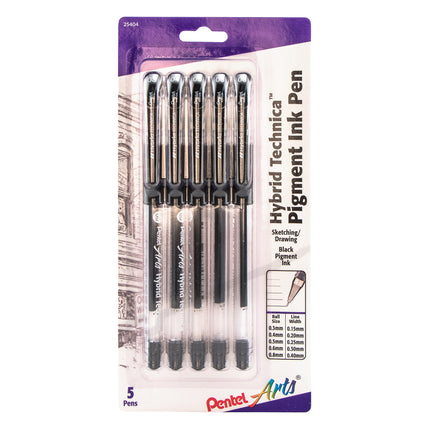Hybrid Technica Gel Pen, Assorted Tip, Black Ink