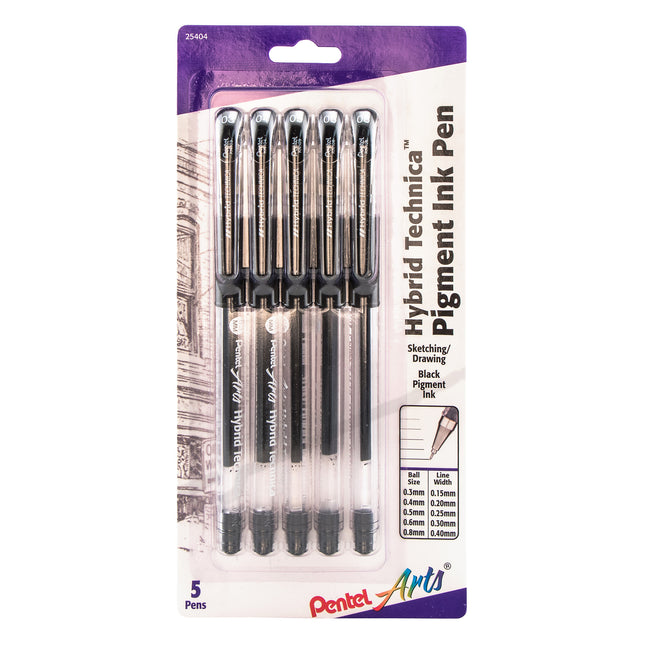 Hybrid Technica Gel Pen, Assorted Tip, Black Ink