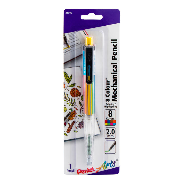 8 Color Mechanical Pencil, Assorted Accent Clip Colors