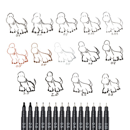 Pointliner Pen 5ct Asst Sizes Black Pentel Arts