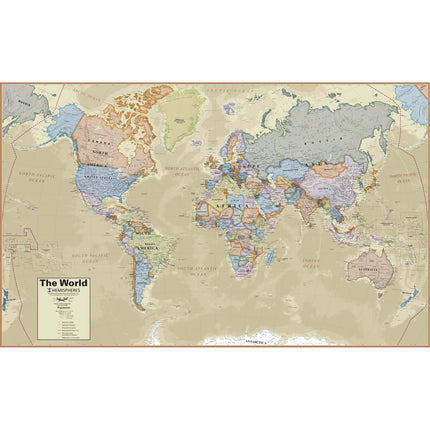 Boardroom Series World Laminated Wall Map