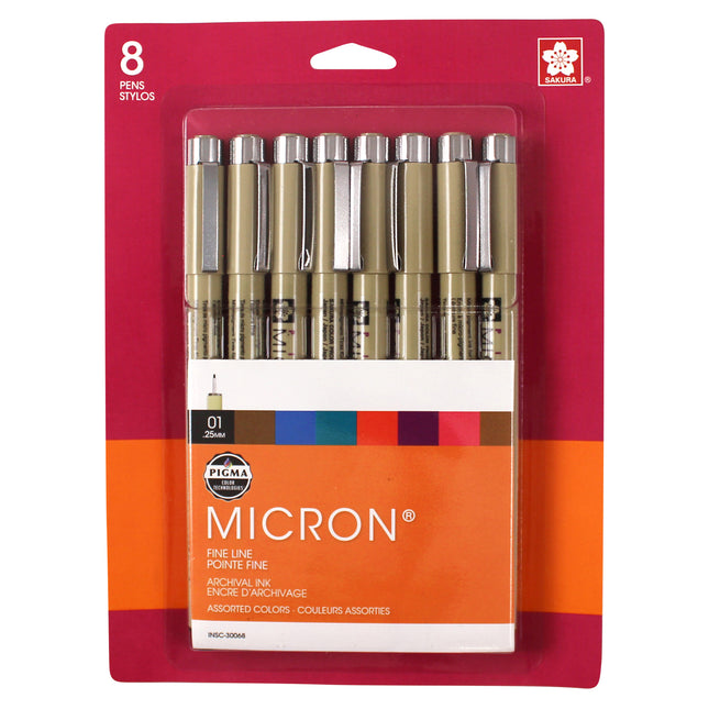 Pigma Micron Pens, Size 01, Assorted Colors