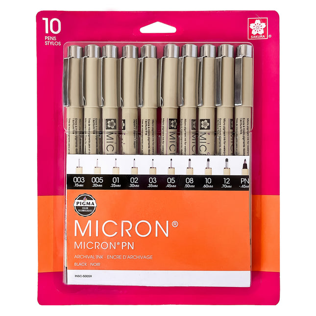 Pigma Micron Pens, Black, Assorted Sizes