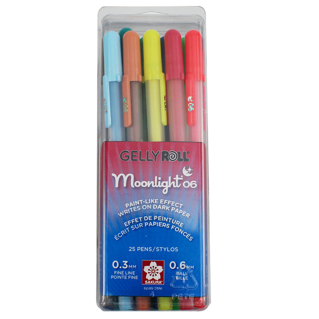 Moonlight Gel Pens, Fine, Size 06, Assorted Colors