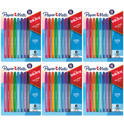 InkJoy 100ST Ballpoint Pens, Medium Point, Assorted Ink, 8 Per Pack, 6 Packs