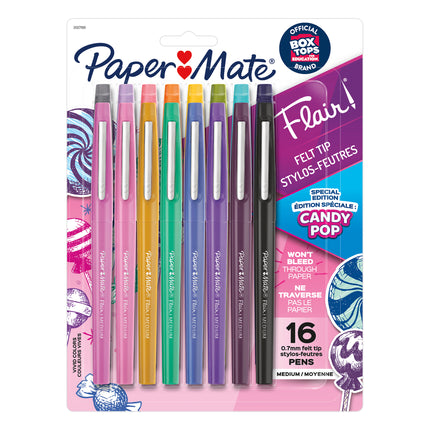 Flair Felt Tip Pens, Medium Point, Candy Pop Pack, 16 Count