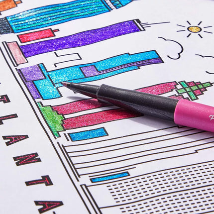 Flair Felt Tip Pens, Medium Point, Metallic City Lights, 16 Count