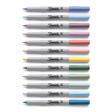 Permanent Markers, Ultra Fine Point, Mystic Gem Colors, 12 Count