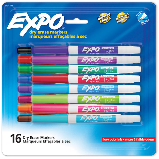Dry Erase Markers, Whiteboard Markers with Low Odor Ink, Fine Tip, Assorted Colors, 16 Count
