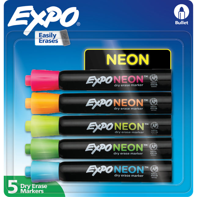 5ct Neon Dry Erase Markers Bullet