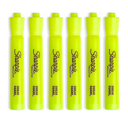 Tank Style Highlighters, Chisel Tip, Fluorescent Yellow, Box of 12