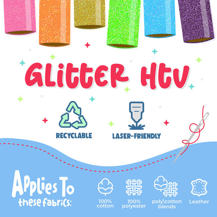 Glitter HTV Heat Transfer Vinyl, 36", White