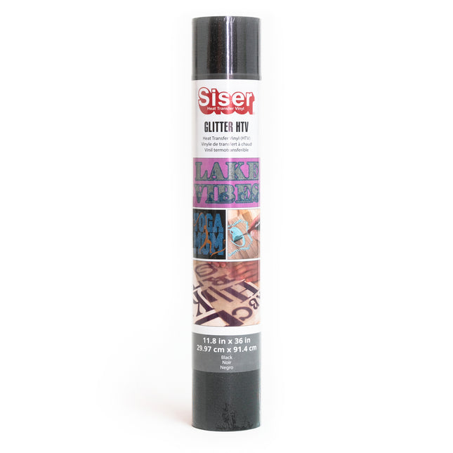 Glitter HTV Heat Transfer Vinyl, 36", Black