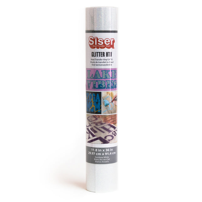 Glitter HTV Heat Transfer Vinyl, 36", Rainbow White