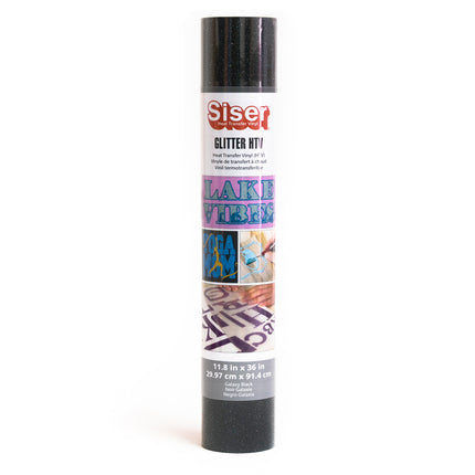 Glitter HTV Heat Transfer Vinyl, 36", Galaxy Black