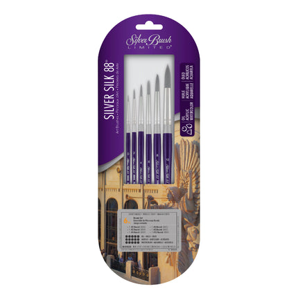Silver Silk 88 SH 6-Piece Round Brush Set