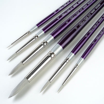 Silver Silk Rounds, 6 Brushes