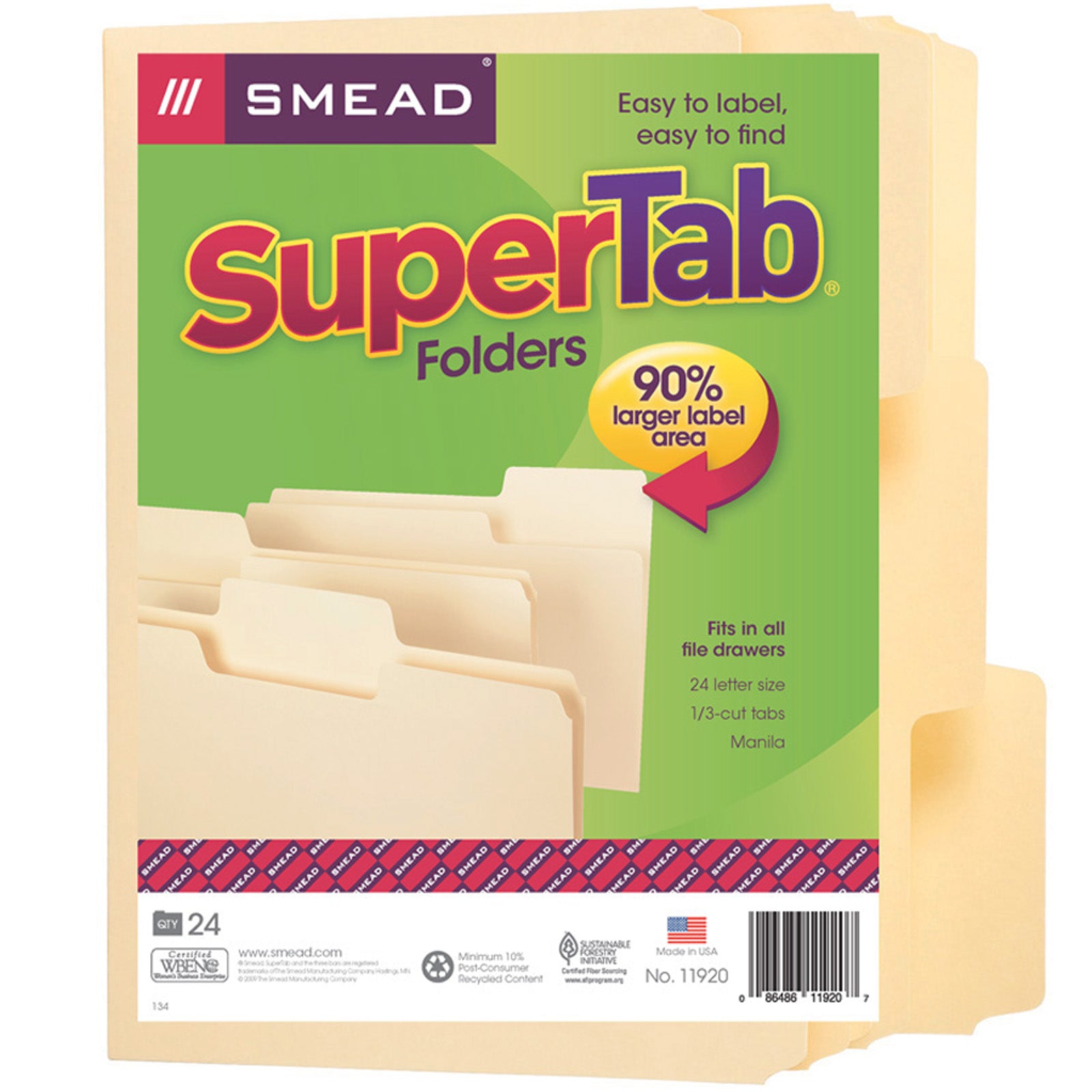 Supertab Folder SuperTab® File Folder, Oversized 1/3-Cut Tab, Letter Size, Manila, Pac ...