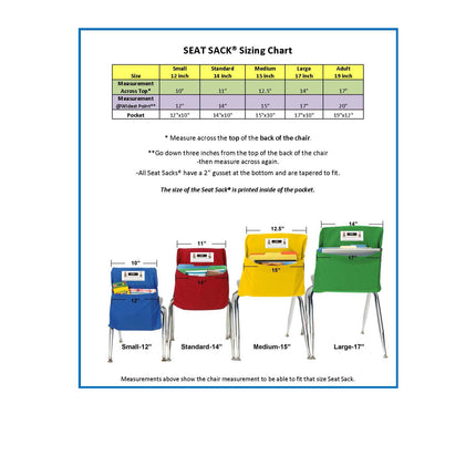 Large Chair Pocket Classroom Storage Organizer