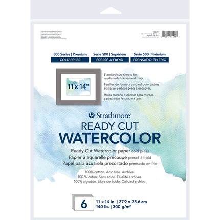 11x14 Watercolor Paper Pack Cold Press 500 Series 6 Sheets