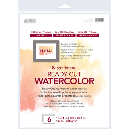 11x14 Watercolor Paper Pack Hot Press 500 Series 6 Sheets
