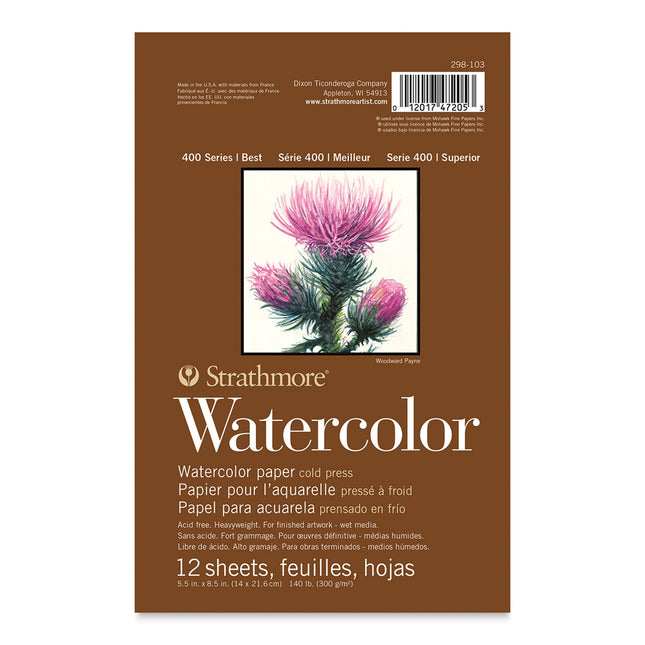 5.5x8.5 Watercolor Paper Pad Cold Pressed Tape Binding 12 Sheets
