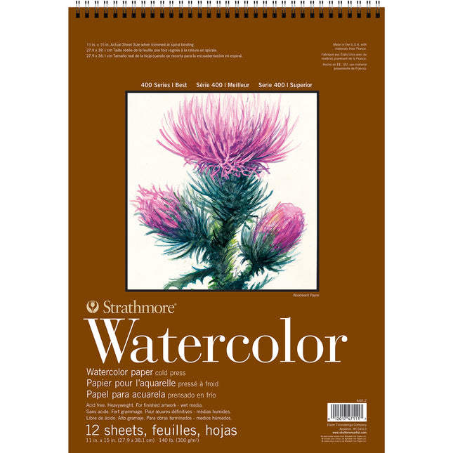 Watercolor Pad 11x15in Top 12shts 400 Series