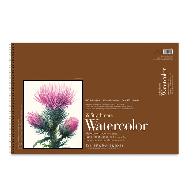 15x22 Watercolor Paper Pad Cold Presssed Wire Binding 12 Sheets