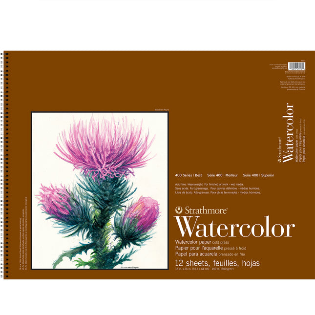 18x24 Watercolor Paper Pad Cold Pressed Wire Binding 12 Sheets