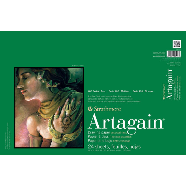 12x18 Asst Artagain Draw Paper Pad 400 Series Glue Binding 24 Sheets