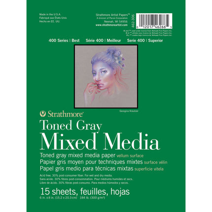 Mixed Media Pad 6x8in Gray 15shts 400 Series