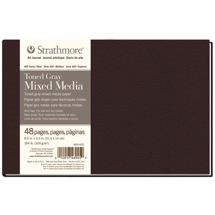 8.5x5.5 Gry Journl Mixed Media Book Hardbound 400 Series