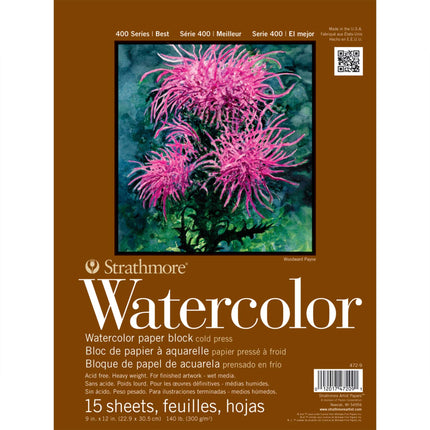 9x12 Watercolor Paper Block 400 Series 15 Sheets