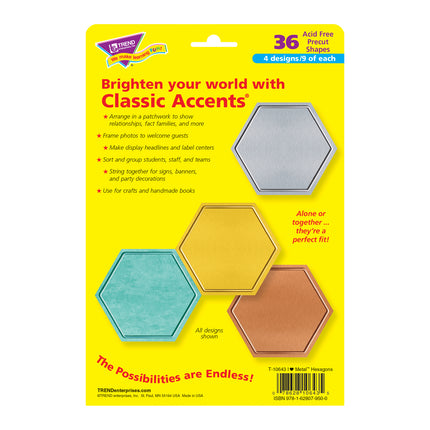 I ♥ Metal™ Hexagons Classic Accents® Var. Pack, 36 ct