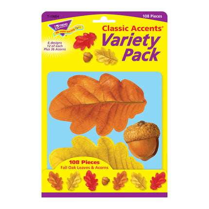 Fall Oak Leaves & Acorns Classic Accents® Var. Pack, 108 ct