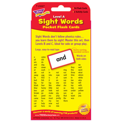 Sight Words – Level A Pocket Flash Cards